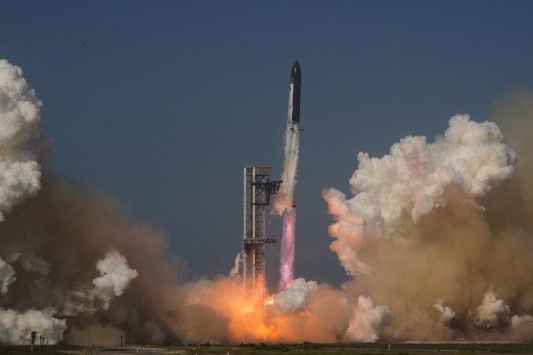 FILE - SpaceX's Starship rocket lifts off during a test flight from Starbase, Texas, Friday, May 22, 2026. (AP Photo/Eric Gay, File)